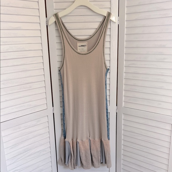 Free People Dresses & Skirts - Free People We The Free Ribbed Distressed Neck Tank Dress Knit Hem Size Medium